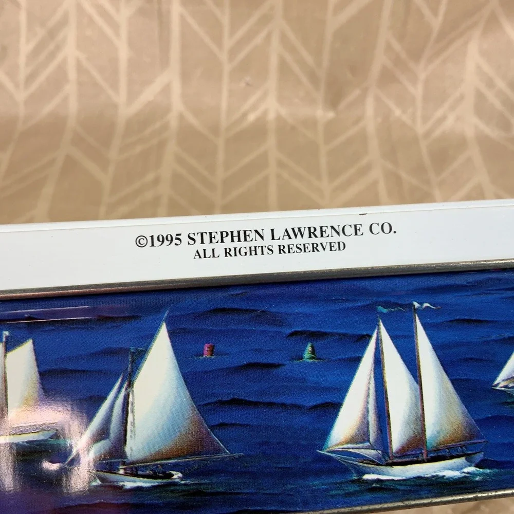 Vintage Collectible Nautical Sailing Sailboats Tin Metal Box By Stephen Lawrence
